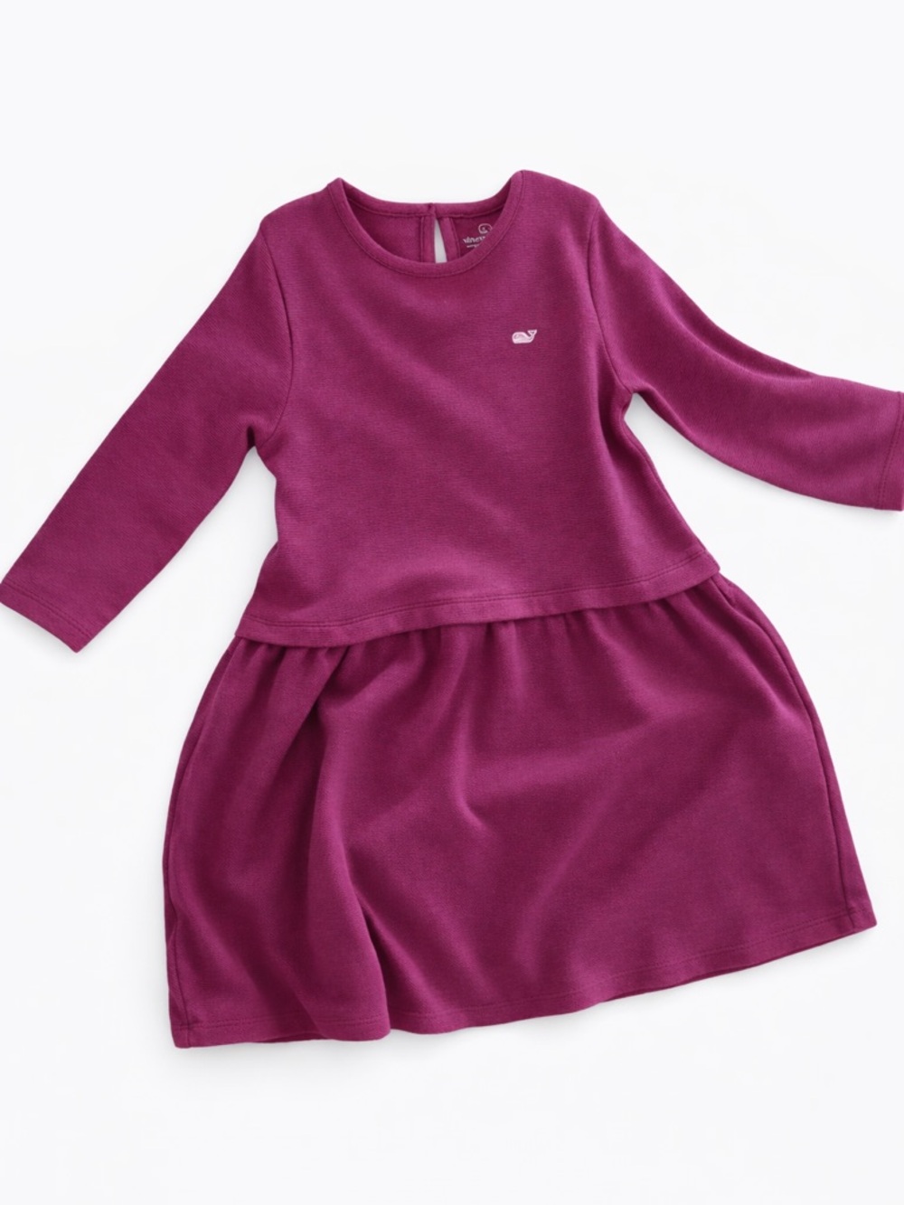 Vineyard Vines Girls' Long-Sleeve Whale Logo Dress - Magenta
